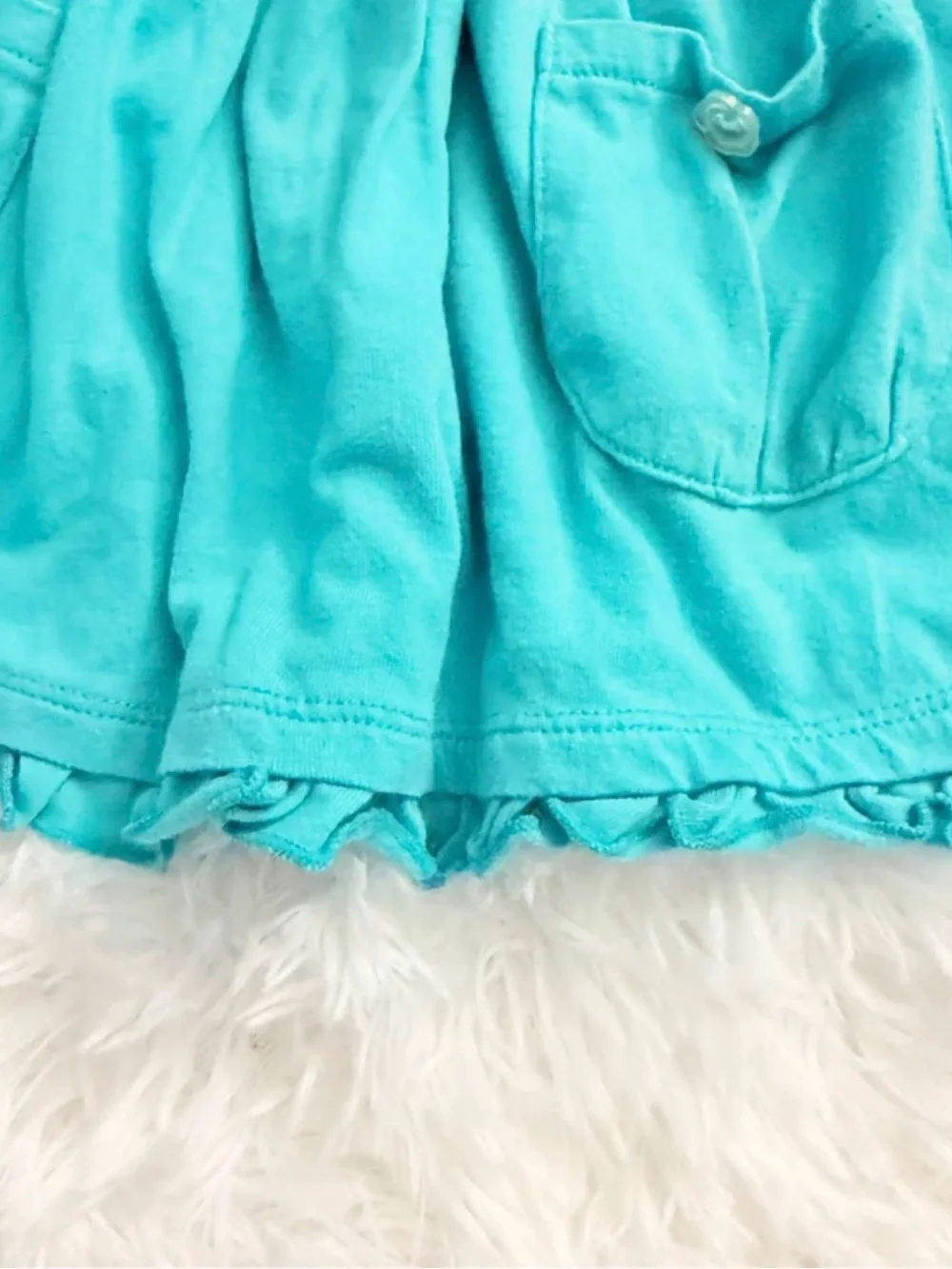 Nanette Teal Pocket Ruffle Dress 12M Toddler Girl Cotton - Picture 5 of 8